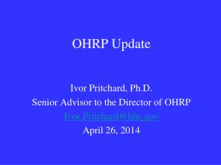 OHRP Update