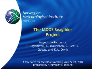 The IAOOS Seaglider Project