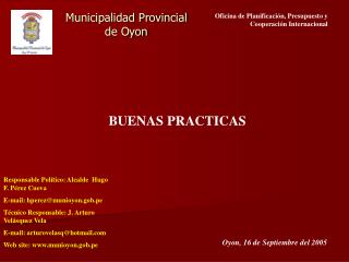 Municipalidad Provincial de Oyon