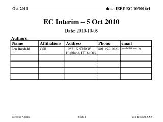EC Interim – 5 Oct 2010