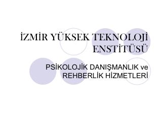 İZMİR YÜKSEK TEKNOLOJİ ENSTİTÜSÜ