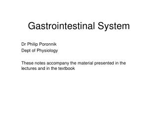 Gastrointestinal System