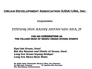 Uruan Development Association (UDA) USA, Inc.