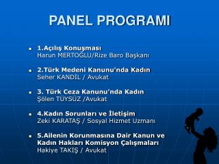 PANEL PROGRAMI