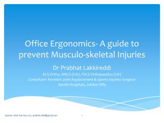 Office Ergonomics- A guide to prevent Musculo-skeletal Injuries
