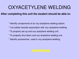 OXYACETYLENE WELDING