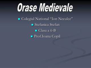 Colegiul National “Ion Neculce” Stefanica Stefan Clasa a 6-B Prof.Ioana Copil