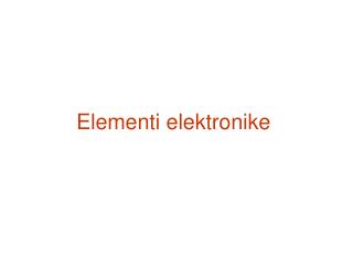 Elementi elektronike