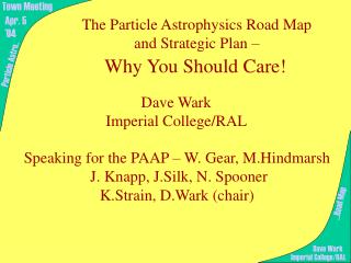 The Particle Astrophysics Road Map and Strategic Plan – Why You Should Care!