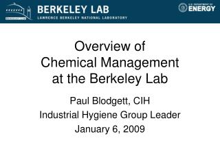 Overview of Chemical Management at the Berkeley Lab