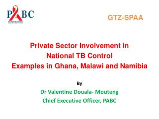 GTZ-SPAA Private Sector Involvement in National TB Control