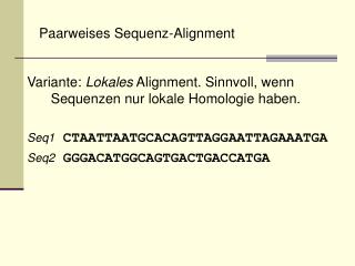 Paarweises Sequenz-Alignment