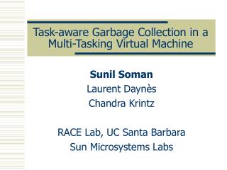 Task-aware Garbage Collection in a Multi-Tasking Virtual Machine
