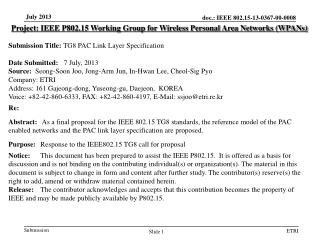 Project: IEEE P802.15 Working Group for Wireless Personal Area Networks (WPANs)