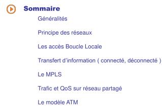 Généralités Principe des réseaux Les accès Boucle Locale