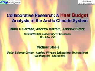 Collaborative Research: A Heat Budget Analysis of the Arctic Climate System