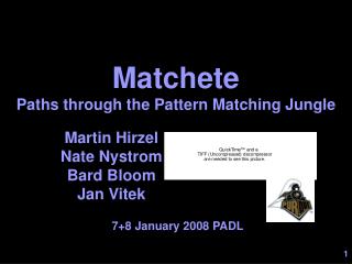 Matchete Paths through the Pattern Matching Jungle