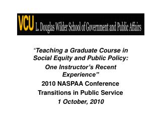“ Teaching a Graduate Course in Social Equity and Public Policy: