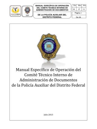 MANUAL ESPECÍFICO DE OPERACIÓN DEL COMITÉ TÉCNICO INTERNO DE ADMINISTRACIÓN DE DOCUMENTOS