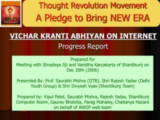 Thought Revolution Movement A Pledge to Bring NEW ERA