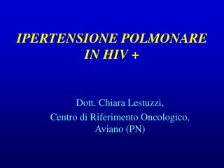 IPERTENSIONE POLMONARE IN HIV +