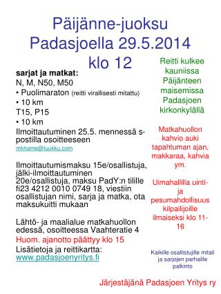 Päijänne-juoksu Padasjoella 29.5.2014 klo 12