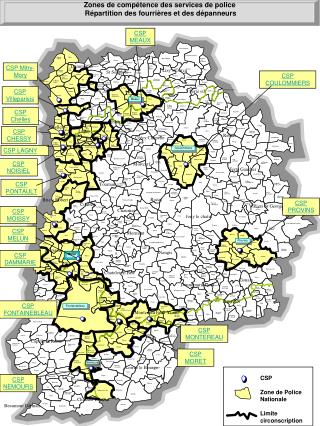 Zones de compétence des services de police Répartition des fourrières et des dépanneurs