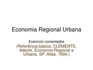 Economia Regional Urbana