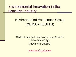 Environmental Innovation in the Brazilian Industry
