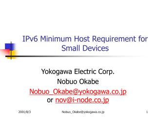 IPv6 Minimum Host Requirement for Small Devices