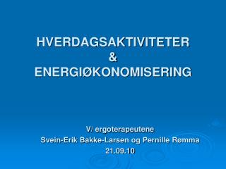 HVERDAGSAKTIVITETER &amp; ENERGIØKONOMISERING