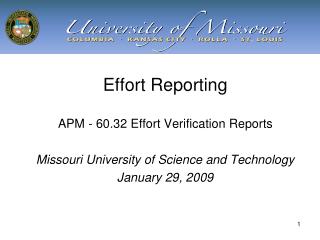 Effort Reporting APM - 60.32 Effort Verification Reports