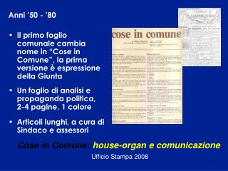 Cose in Comune: house-organ e comunicazione Ufficio Stampa 2008