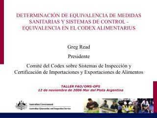 TALLER FAO/OMS-OPS 12 de noviembre de 2006 Mar del Plata Argentina