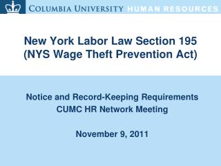 New York Labor Law Section 195 (NYS Wage Theft Prevention Act)