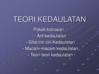 TEORI KEDAULATAN