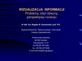 W IZUALIZACJA INFORMACJI Problemy, stan obecny, perspektywy rozwoju