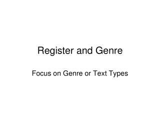 Register and Genre