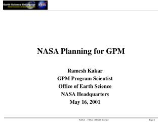 NASA Planning for GPM