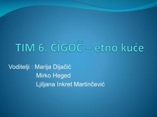 TIM 6. ČIGOČ – etno kuće