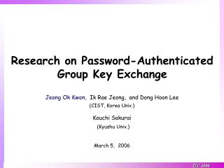 Research on Password-Authenticated Group Key Exchange