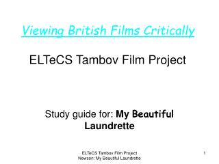 Viewing British Films Critically ELTeCS Tambov Film Project