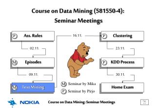 Course on Data Mining (581550-4): Seminar Meetings