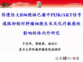 弥漫性大 B 细胞淋巴瘤中 PI3K/AKT 信号通路抑制对肿瘤细胞生长及化疗敏感性影响的体内外研究