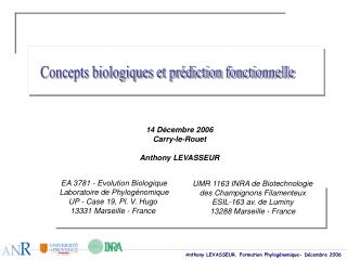 Concepts biologiques et prédiction fonctionnelle