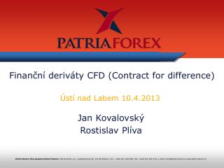 Finanční deriváty CFD (Contract for difference)