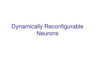 Dynamically Reconfigurable Neurons