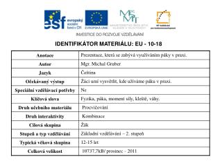 IDENTIFIKÁTOR MATERIÁLU: EU - 10-18