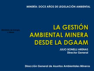 LA GESTIÓN AMBIENTAL MINERA DESDE LA DGAAM