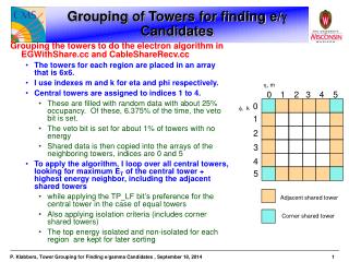 Grouping of Towers for finding e/  Candidates